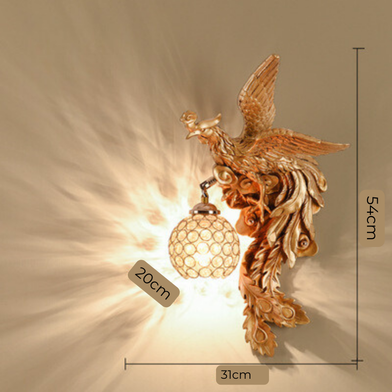 LuxeFlame - Nástenné svietidlo Dragon Phoenix