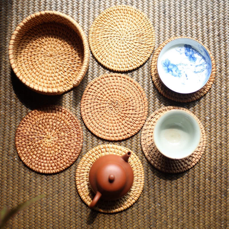 TeaEssential - Prútené podložky pod šálky Rotan