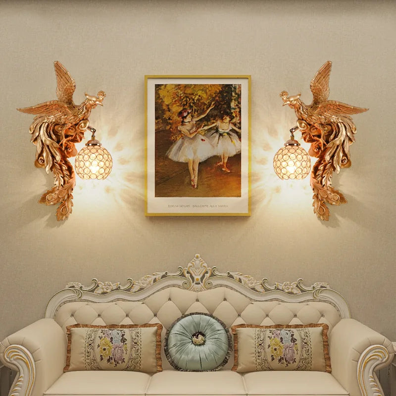 LuxeFlame - Nástenné svietidlo Dragon Phoenix