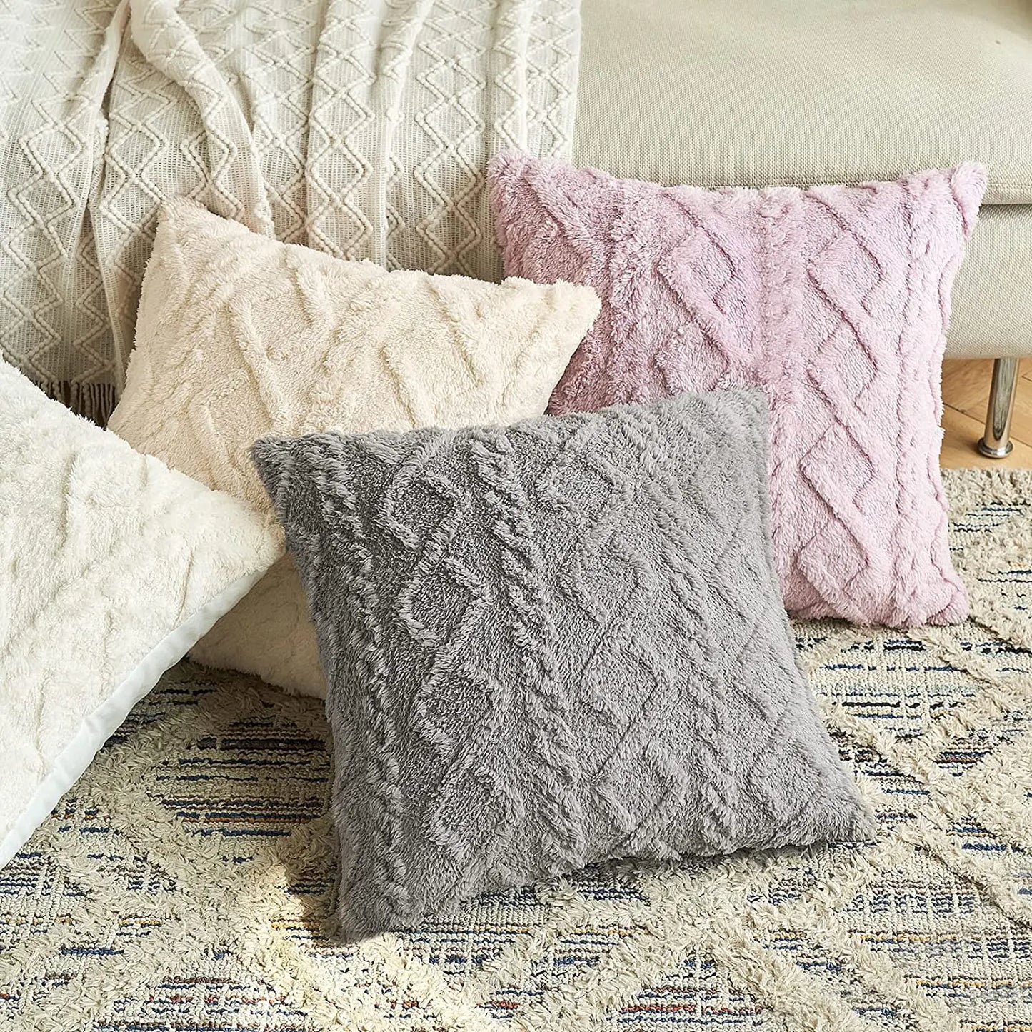 PlushShine - Rozmazaná krátka fleecová obliečka na vankúš