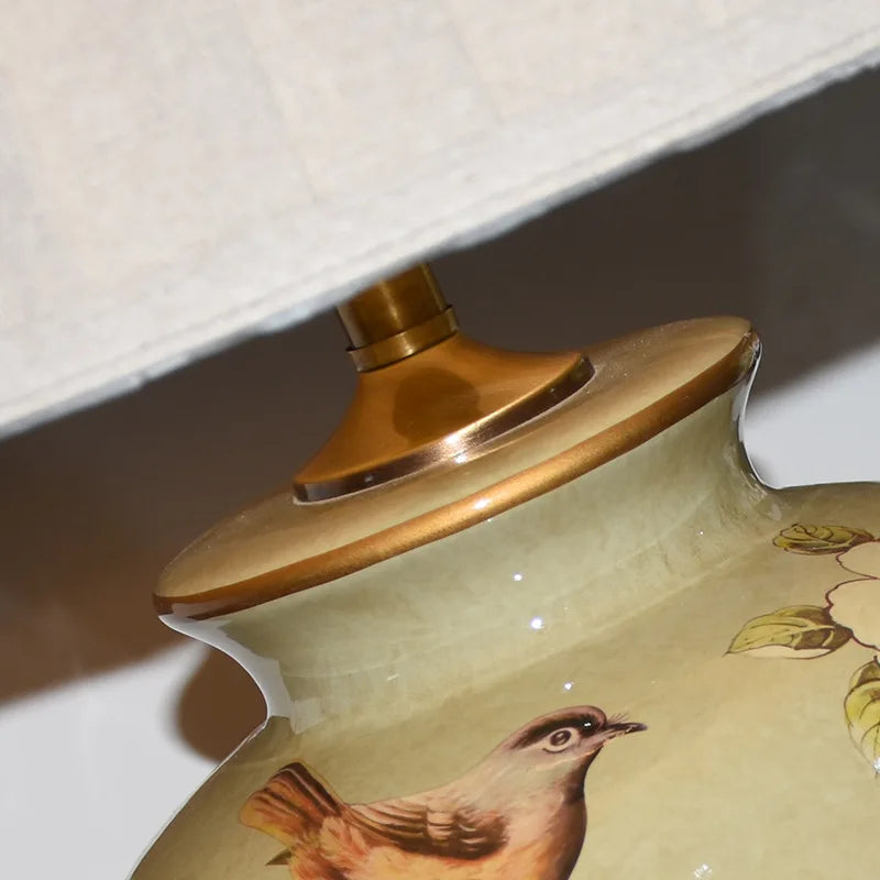 FloralBird | Keramická stolová lampa s kvetinovým vtákom