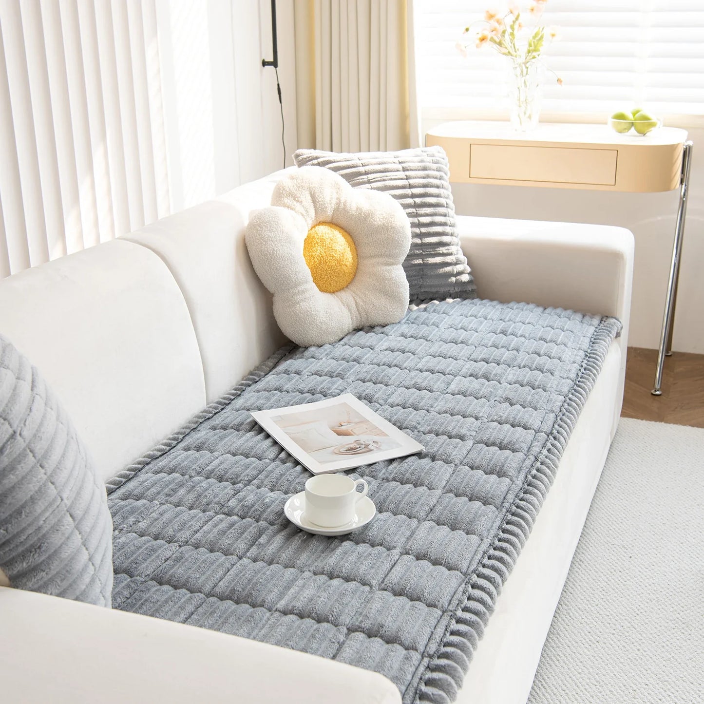CorduroyComfort | Nekĺzavý plyšový poťah na pohovku