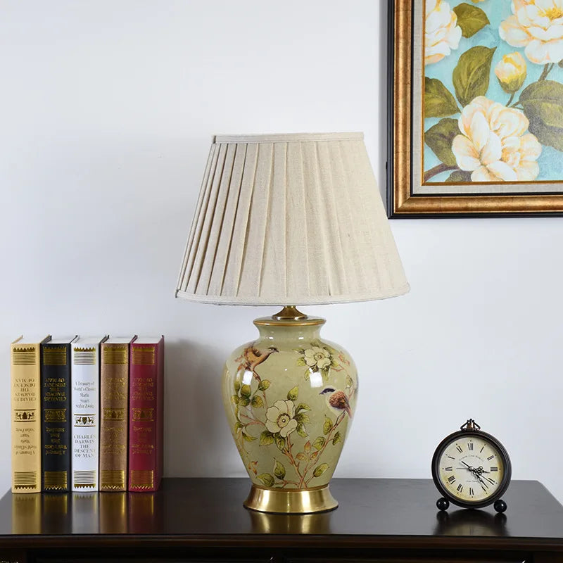 FloralBird | Keramická stolová lampa s kvetinovým vtákom