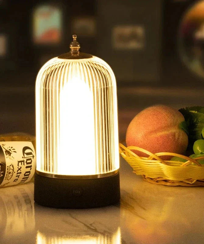 VintageNest | Prenosná retro stolová lampa s vtáčou klietkou