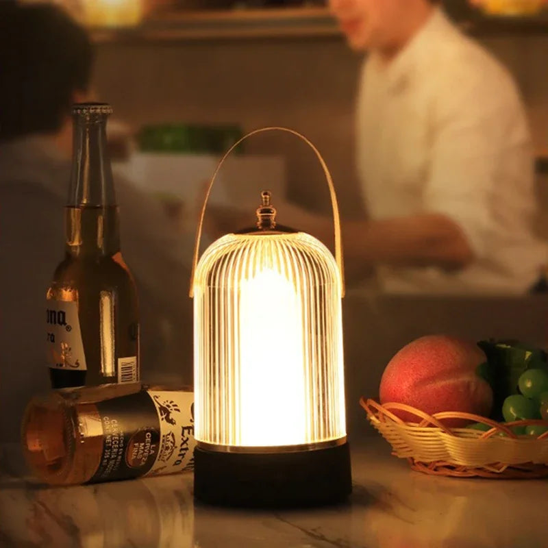 VintageNest | Prenosná retro stolová lampa s vtáčou klietkou