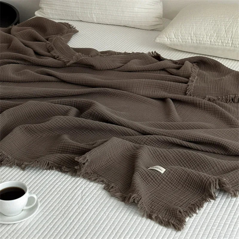 FringeBlanket | Jednofarebná bavlnená deka na pohovku