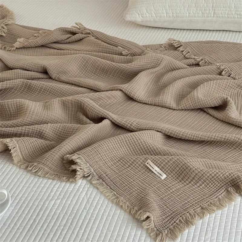 FringeBlanket | Jednofarebná bavlnená deka na pohovku