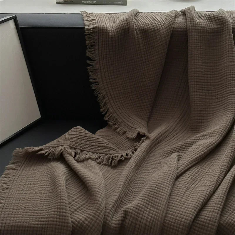 FringeBlanket | Jednofarebná bavlnená deka na pohovku