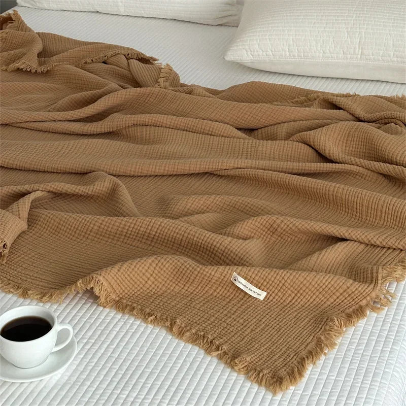 FringeBlanket | Jednofarebná bavlnená deka na pohovku