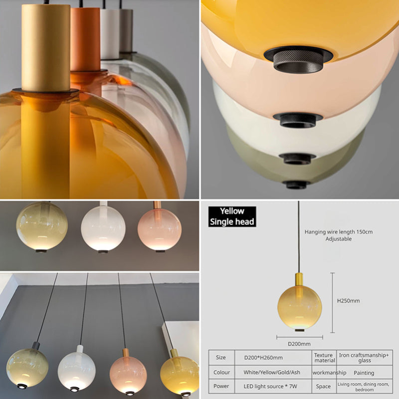 Minimalistická lampa z farebného skla Led