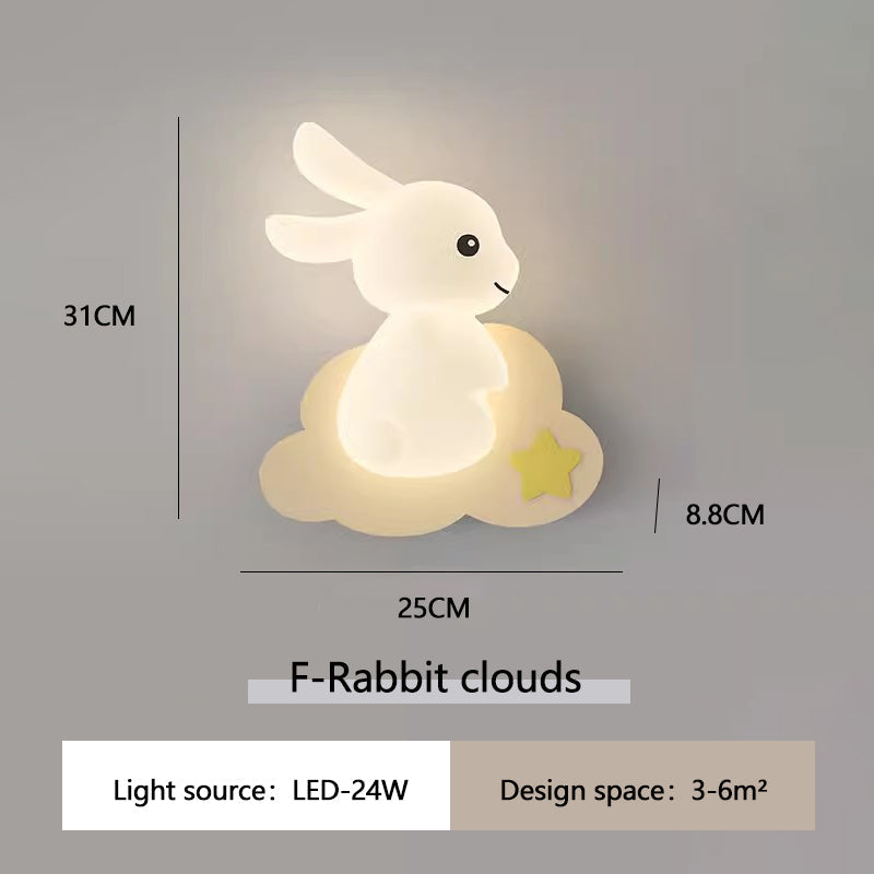Roztomilá nástenná lampa s králikom