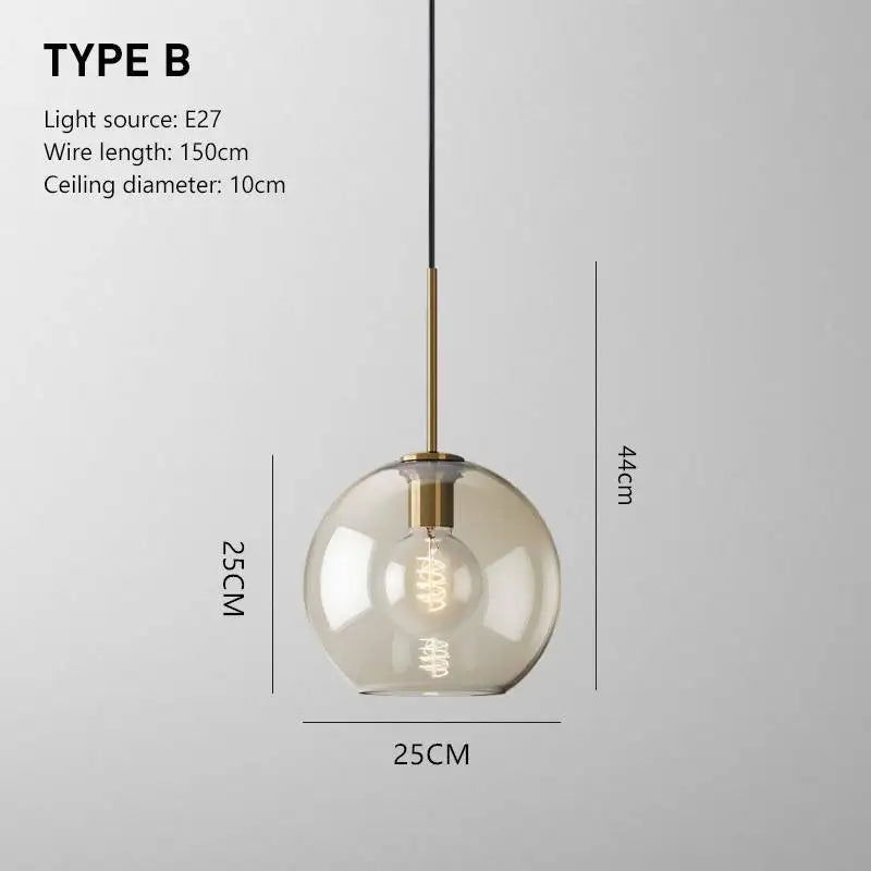 Moderná sklenená závesná lampa