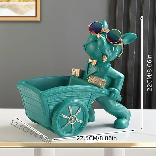 Psík na vozíku - Socha psa na vozíku