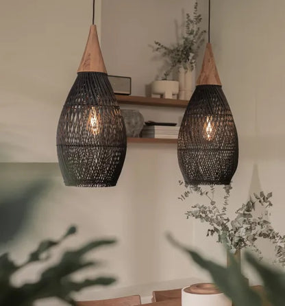 Japandi - osvetlenie v štýle wabi-sabi, ľahká bubnová lampa so závesným tienidlom