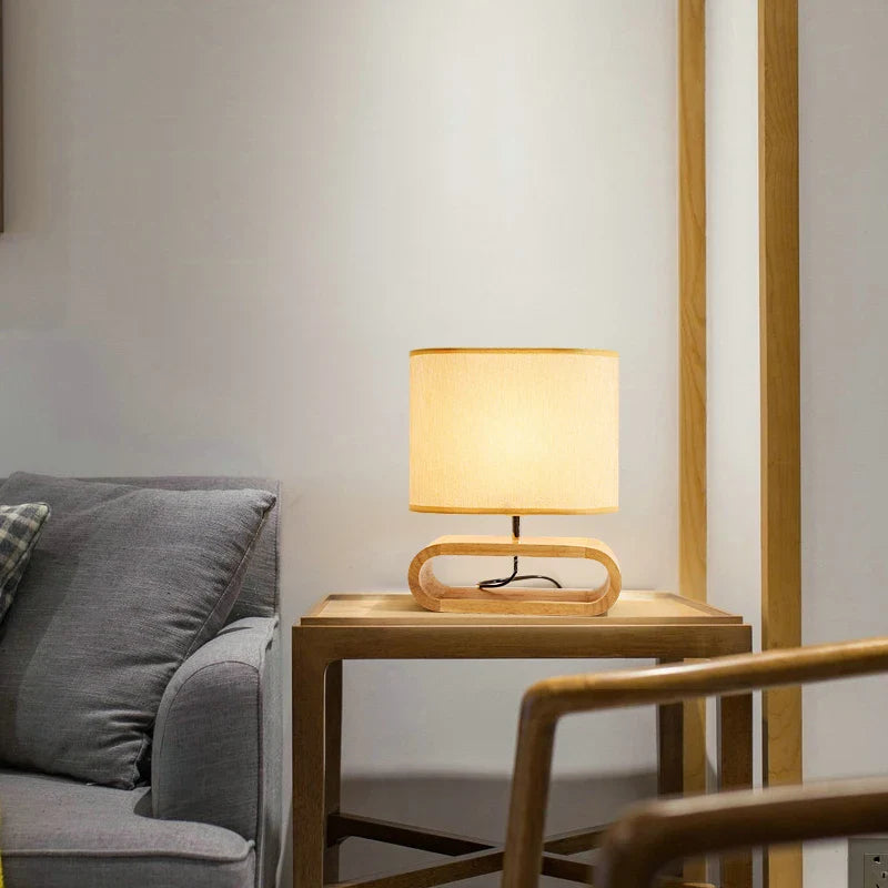 OakGlow - Stolová lampa s dreveným podstavcom