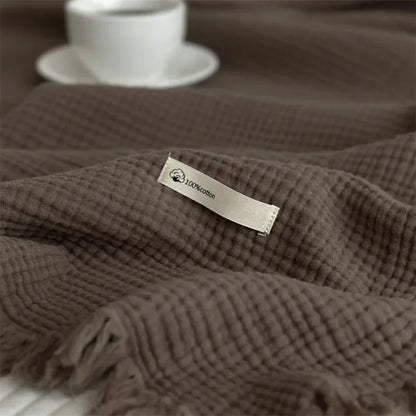 FringeBlanket | Jednofarebná bavlnená deka na pohovku