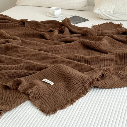 FringeBlanket | Jednofarebná bavlnená deka na pohovku