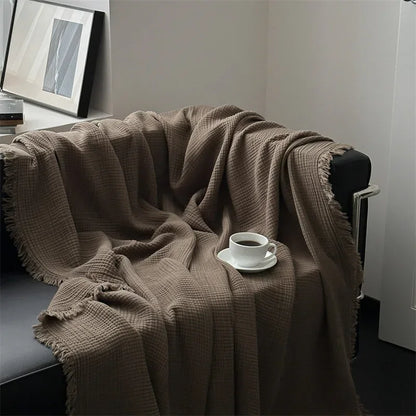FringeBlanket | Jednofarebná bavlnená deka na pohovku
