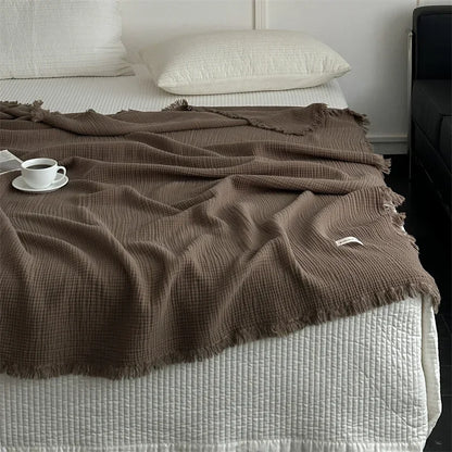 FringeBlanket | Jednofarebná bavlnená deka na pohovku