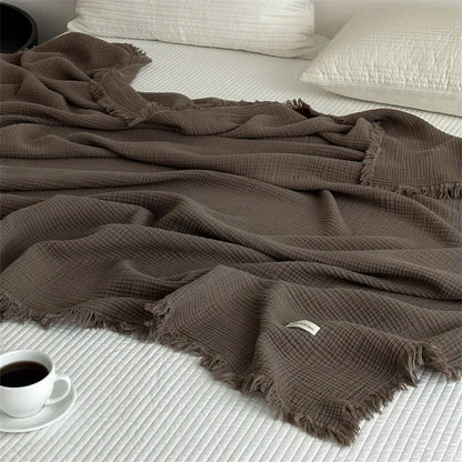 FringeBlanket | Jednofarebná bavlnená deka na pohovku