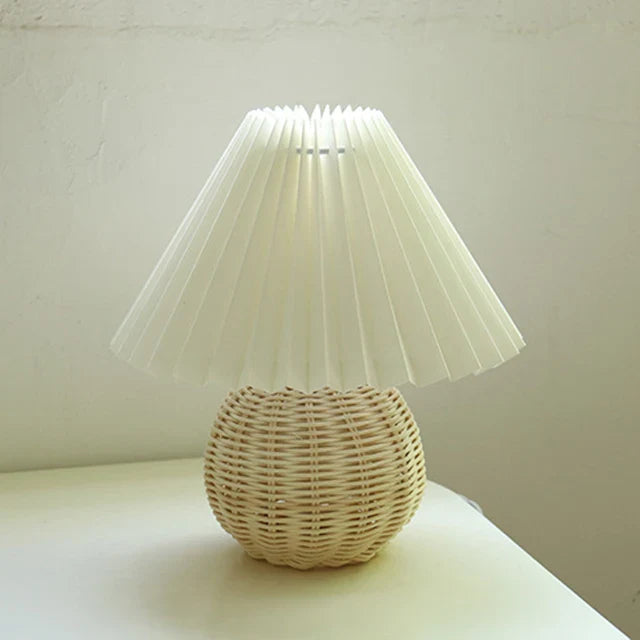 Antique Pleated - Vintage stolová lampa s plisovaným tienidlom