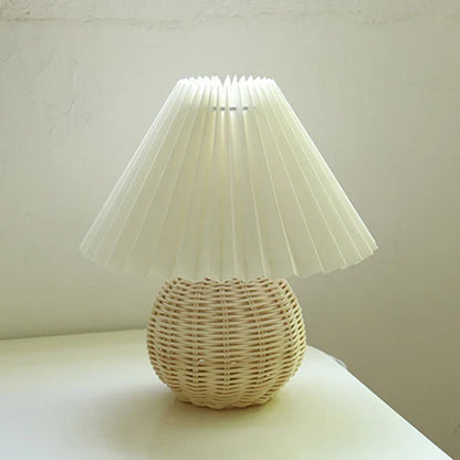 Antique Pleated - Vintage stolová lampa s plisovaným tienidlom
