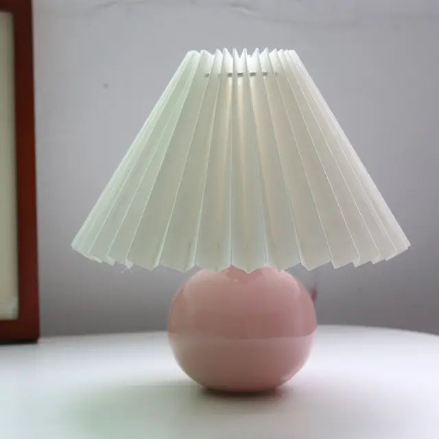 Antique Pleated - Vintage stolová lampa s plisovaným tienidlom