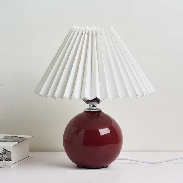 Antique Pleated - Vintage stolová lampa s plisovaným tienidlom