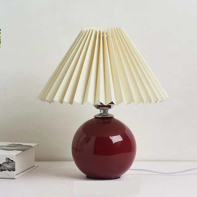 Antique Pleated - Vintage stolová lampa s plisovaným tienidlom