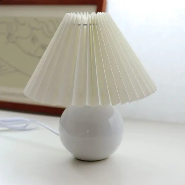 Antique Pleated - Vintage stolová lampa s plisovaným tienidlom