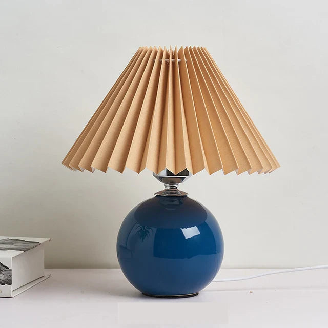 Antique Pleated - Vintage stolová lampa s plisovaným tienidlom
