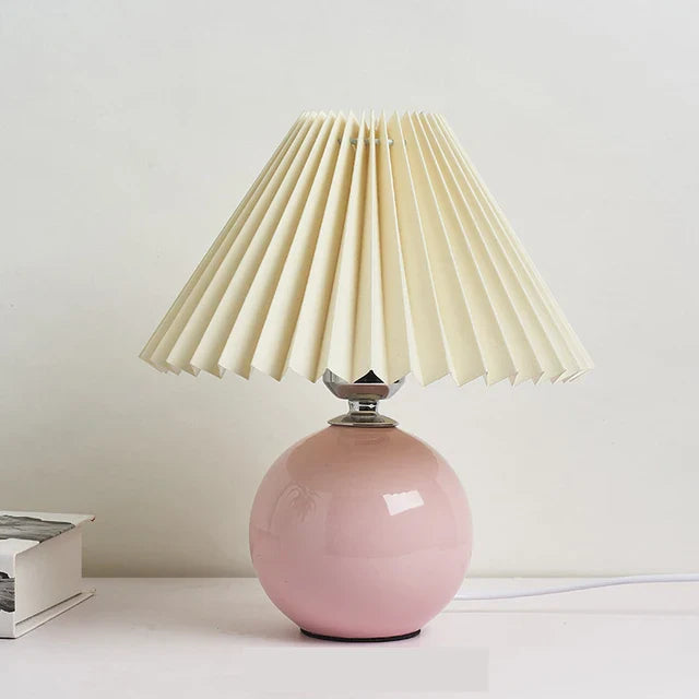 Antique Pleated - Vintage stolová lampa s plisovaným tienidlom
