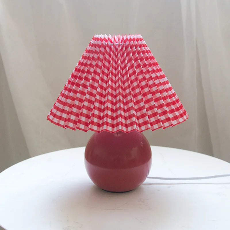 Antique Pleated - Vintage stolová lampa s plisovaným tienidlom